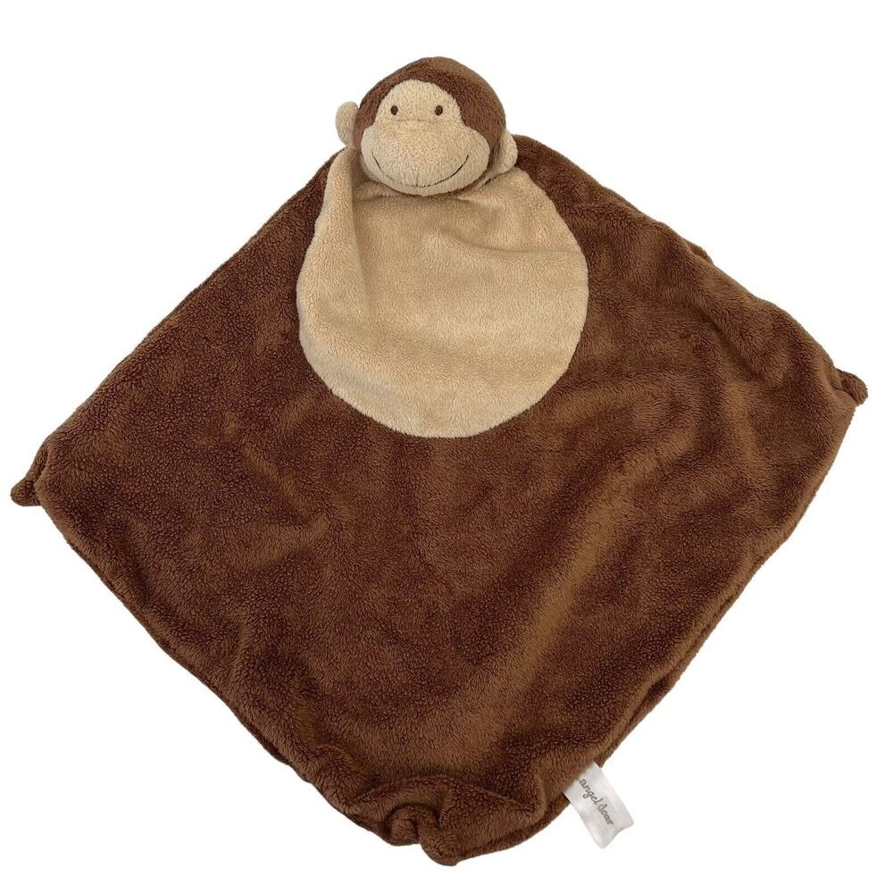 Angel Dear Lovey Baby‎ Security Blanket Plush Brown Tan Monkey Embroidered Face